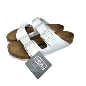 🆕 Birkenstock Arizona Soft Footbed Sandal White Leather Slides